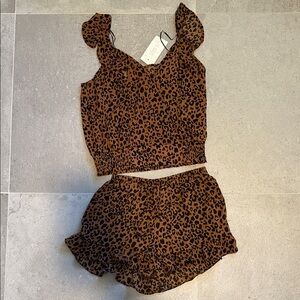 NWT Sienna Sky Leopard Print Two-Piece Short Set